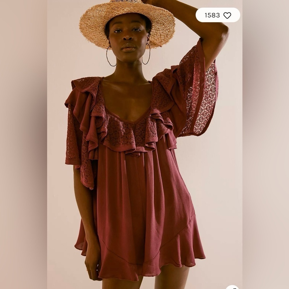 Free People Rush for Ruffles Romper, Size Medium (v) - Picture 1 of 13